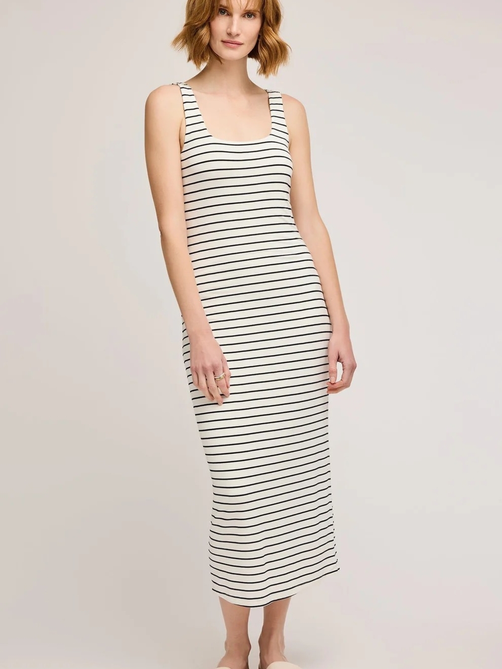 Gentle Fawn (Marley) Black & White Striped Midi Tank Dress Size Small